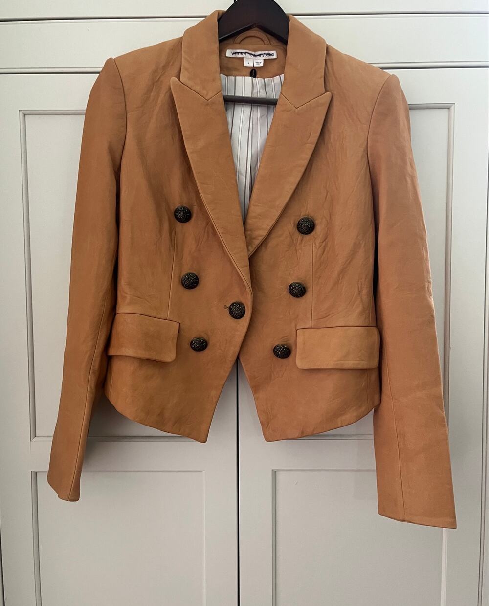 Veronica Beard lamb leather blazer Sz. 4 light brown/ camel